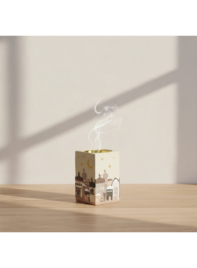 Luxury Hand-Painted Incense Burner – Ramadan Decorative Mabkhara with Crescent Moon Design for Elegant Home & Table Décor - Image 2